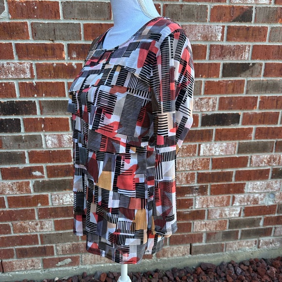 Alfani Layered Mesh Lined Geometric Patterned Women's Top - Picture 4 of 9